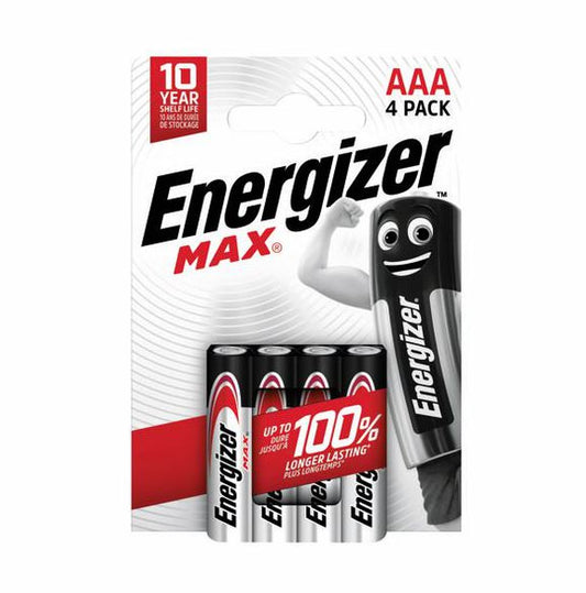 Energizer Max AAA Alkaline Batteries (Pack 4) - E300816100 - NWT FM SOLUTIONS - YOUR CATERING WHOLESALER