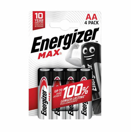 Energizer Max AA Alkaline Batteries (Pack 4) - E301530700 - NWT FM SOLUTIONS - YOUR CATERING WHOLESALER