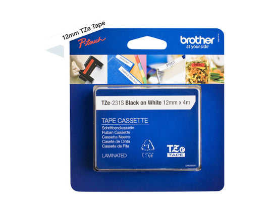 Brother Black On White Label Tape 12mm x 4m - TZE231S2 - NWT FM SOLUTIONS - YOUR CATERING WHOLESALER