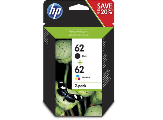 HP N9J71AE 62 Black Tricolour Ink 4ml 4.5ml Twinpack - N9J71AE - NWT FM SOLUTIONS - YOUR CATERING WHOLESALER