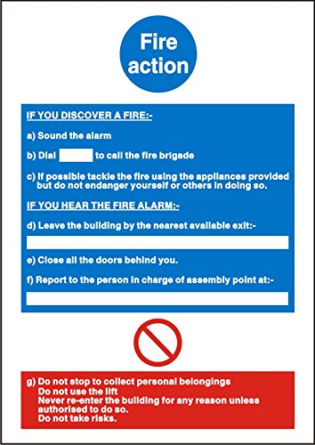 Stewart Superior Fire Action Sign 200x300mm - M011SAV-200X300 - NWT FM SOLUTIONS - YOUR CATERING WHOLESALER