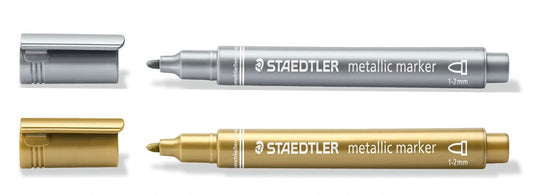 Staedtler Metallic Marker Bullet Tip 1-2mm Line Gold and Silver (Pack 2) - 8323-SBK2 - NWT FM SOLUTIONS - YOUR CATERING WHOLESALER