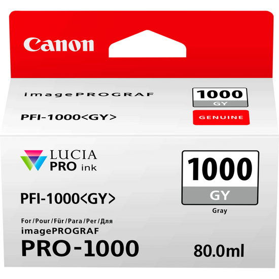 Canon PFI1000GY Grey Standard Capacity Ink Cartridge 80ml - 0552C001 - NWT FM SOLUTIONS - YOUR CATERING WHOLESALER