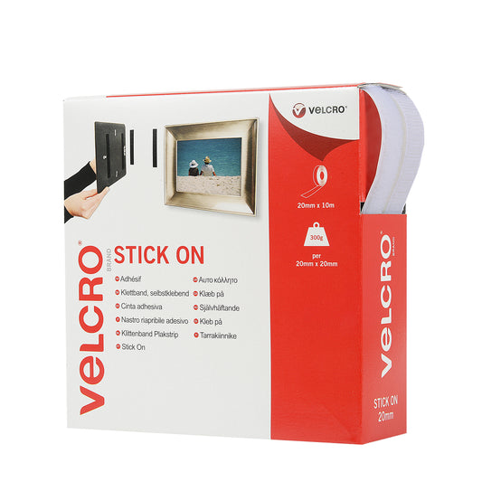 Velcro Sticky Hook and Loop Strip 20mmx10m White - RY07178 - NWT FM SOLUTIONS - YOUR CATERING WHOLESALER