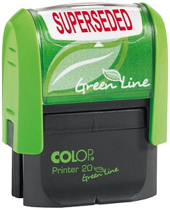 Colop Green Line P20 Self Inking Word Stamp SUPERSEDED 37x13mm Red Ink - C144837SUP - NWT FM SOLUTIONS - YOUR CATERING WHOLESALER