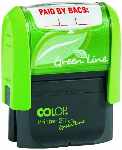 Colop Green Line P20 Self Inking Word Stamp PAID BY BACS 35x12mm Red Ink - C144837BAC - NWT FM SOLUTIONS - YOUR CATERING WHOLESALER