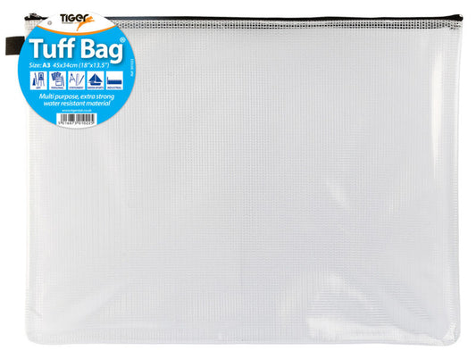 Tiger Tuff Bag Polypropylene A3 500 Micron Clear with Assorted Colour Zips - 301022 - NWT FM SOLUTIONS - YOUR CATERING WHOLESALER