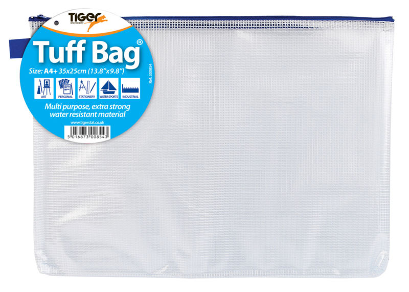 Tiger Tuff Bag Polypropylene A4+ 500 Micron Clear with Assorted Colour Zips - 300854 - NWT FM SOLUTIONS - YOUR CATERING WHOLESALER