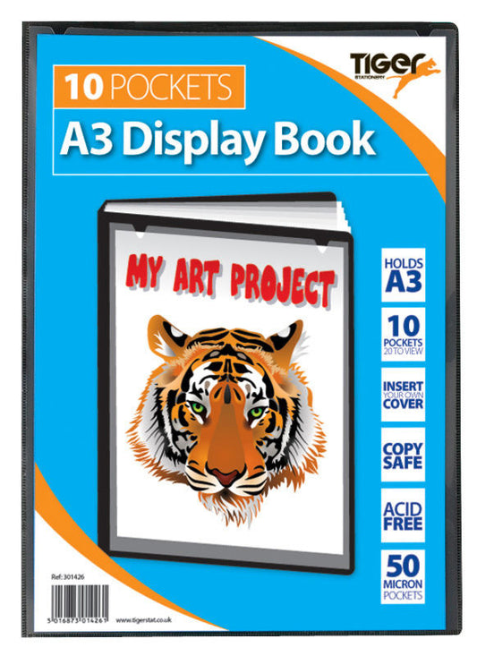 Tiger A3 Presentation Display Book 10 Pocket Black - 301426 - NWT FM SOLUTIONS - YOUR CATERING WHOLESALER