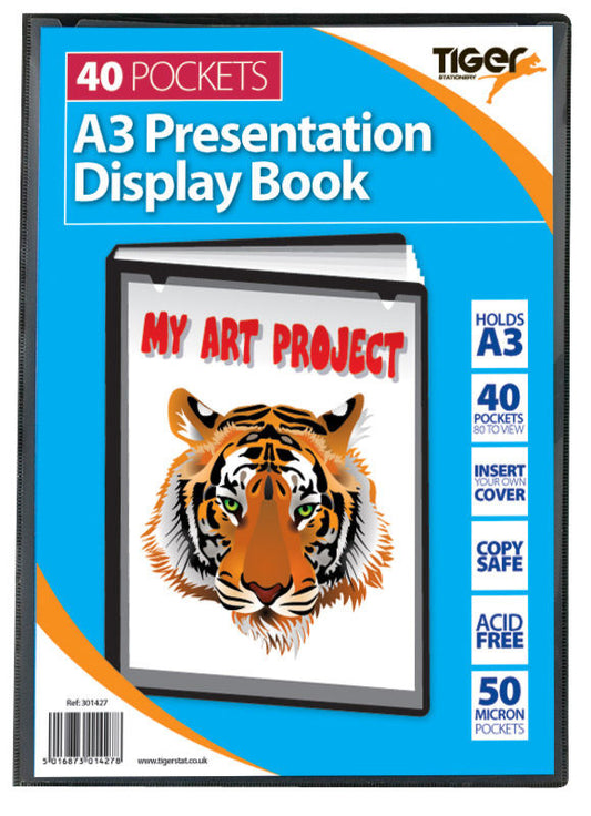 Tiger A3 Presentation Display Book 40 Pocket Black - 301427 - NWT FM SOLUTIONS - YOUR CATERING WHOLESALER