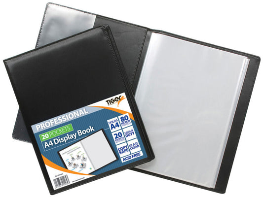Tiger A4 Professional Display Book 20 Pocket Black - 301464 - NWT FM SOLUTIONS - YOUR CATERING WHOLESALER