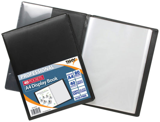 Tiger A4 Professional Display Book 40 Pocket Black - 301465 - NWT FM SOLUTIONS - YOUR CATERING WHOLESALER