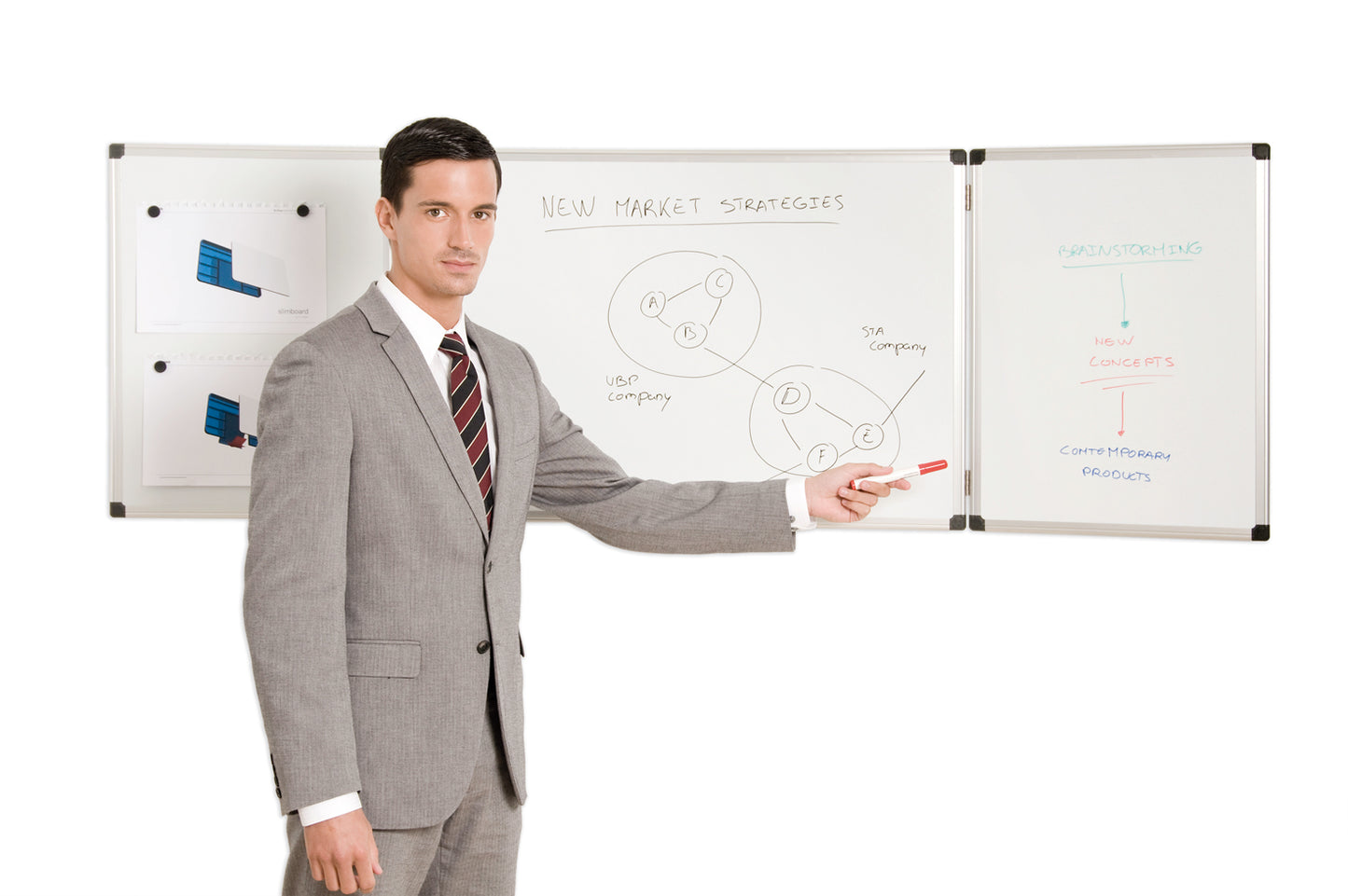 Bi-Office Maya Trio Magnetic Lacquered Steel Whiteboard Aluminium Frame 1200x900mm - TR02020108170