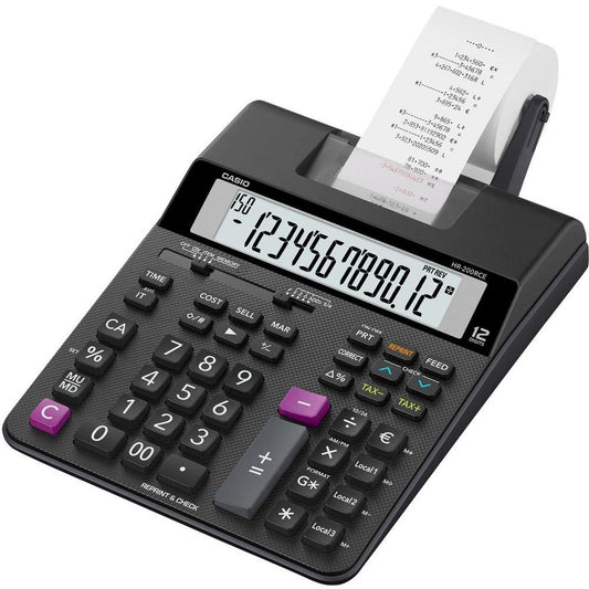 Casio HR-200RCE 12 Digit Printing Calculator Black HR-200RCE-W-EC - NWT FM SOLUTIONS - YOUR CATERING WHOLESALER