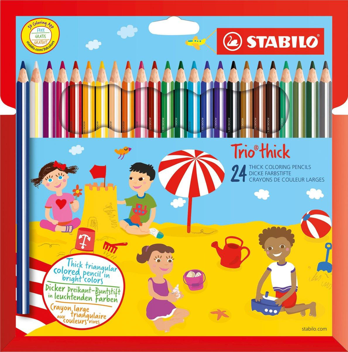 STABILO Trio Thick Colouring Pencil Assorted Colours (Pack 24) - 203/24-01 - NWT FM SOLUTIONS - YOUR CATERING WHOLESALER