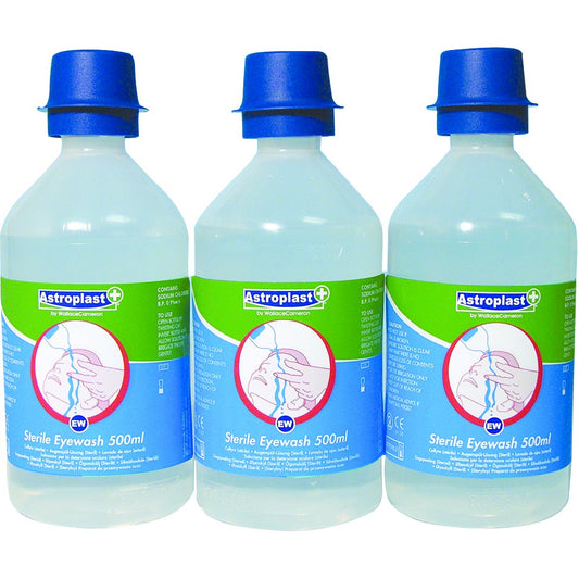 Astroplast Saline Eye Wash 500ml Bottle (Pack 3) - 1047009 - NWT FM SOLUTIONS - YOUR CATERING WHOLESALER