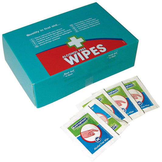 Astroplast Wipes Alcohol Free for all First Aid Kits (Pack 100) - 1601002 - NWT FM SOLUTIONS - YOUR CATERING WHOLESALER