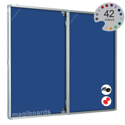 Magiboards Fire Retardant Blue Felt Lockable Noticeboard Display Case Portrait 600x900mm - GX1A02PFRBLU - NWT FM SOLUTIONS - YOUR CATERING WHOLESALER