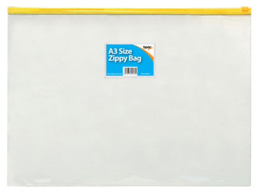 Tiger Zippy Bag Polypropylene A3 180 Micron Clear with Assorted Colour Zips - 300470 - NWT FM SOLUTIONS - YOUR CATERING WHOLESALER