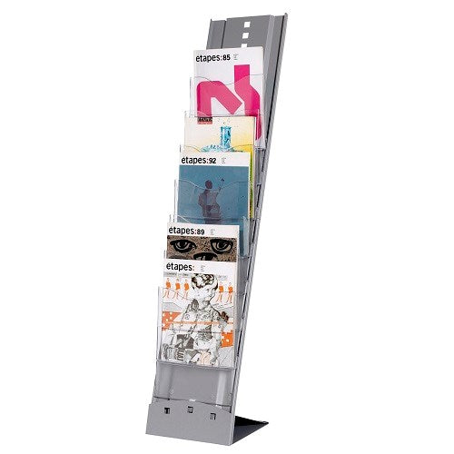 Fast Paper Literature Holder Floor Standing 7 Compartment A4 Portrait Grey - F285735 - NWT FM SOLUTIONS - YOUR CATERING WHOLESALER