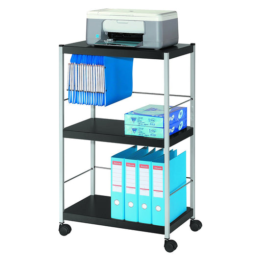 Fast Paper Mobile Trolley Large 3 Shelves Black/Silver - FDP3L01 - NWT FM SOLUTIONS - YOUR CATERING WHOLESALER