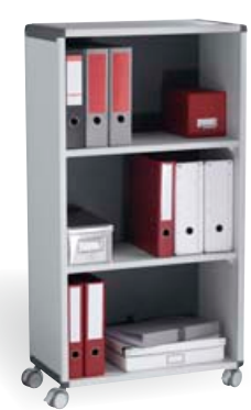 Fast Paper Mobile Bookcase 3 Compartment 2 Shelves Grey/Charcoal - F381K211 - NWT FM SOLUTIONS - YOUR CATERING WHOLESALER