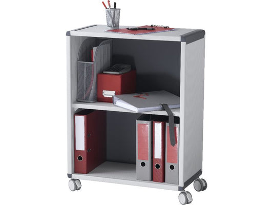 Fast Paper Mobile Bookcase 2 Compartment 1 Shelf Grey/Charcoal - FDM2K211 - NWT FM SOLUTIONS - YOUR CATERING WHOLESALER