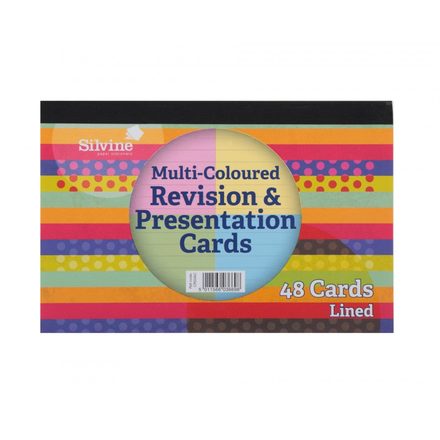 Silvine Revision and Presentation Cards Ruled 152x102mm Assorted Colours (Pack 48) - CR50AC - NWT FM SOLUTIONS - YOUR CATERING WHOLESALER