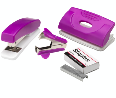 ValueX Stapler Staple Remover and Hole Punch Set Purple - SPSET17 - NWT FM SOLUTIONS - YOUR CATERING WHOLESALER