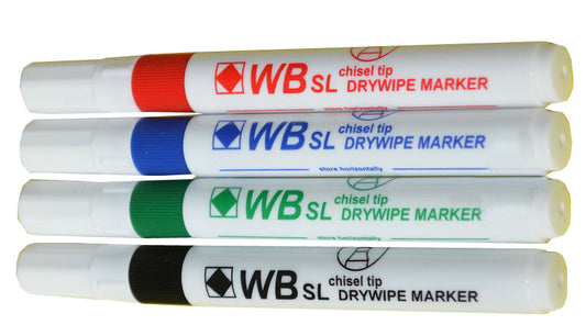 ValueX Whiteboard Marker Chisel Tip 2-5mm Line Assorted Colours (Pack 4) - 8720WT4 - NWT FM SOLUTIONS - YOUR CATERING WHOLESALER