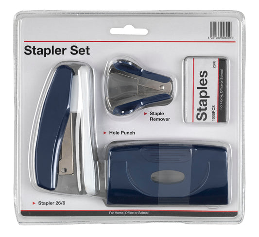 ValueX Stapler Staple Remover and Hole Punch Set Blue - SPSET03 - NWT FM SOLUTIONS - YOUR CATERING WHOLESALER