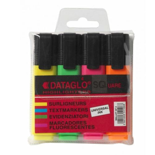 ValueX Flat Barrel Highlighter Pen Chisel Tip 1-5mm Line Assorted Colours (Pack 4) - 7910WT4 - NWT FM SOLUTIONS - YOUR CATERING WHOLESALER