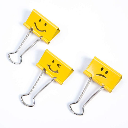 Rapesco Foldback Clip 19mm Assorted Emojis Yellow (Pack 20) - 1351 - NWT FM SOLUTIONS - YOUR CATERING WHOLESALER