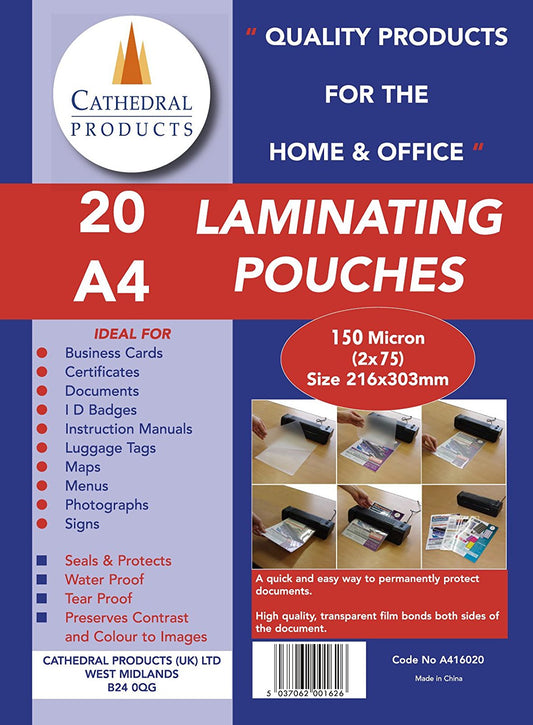 ValueX Laminating Pouch A4 2x75 Micron Gloss (Pack 20) - LPA416020 - NWT FM SOLUTIONS - YOUR CATERING WHOLESALER