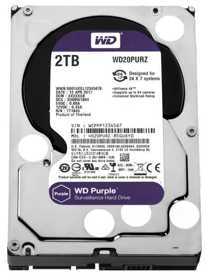 Western Digital Purple 2TB SATA 3.5 Inch 5400 RPM Internal Hard Drive
