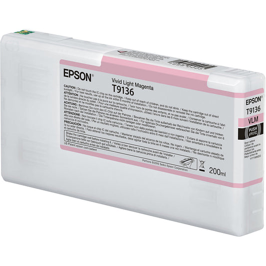 Epson T9136 Vivid Light Magenta Ink 200ml - C13T913600 - NWT FM SOLUTIONS - YOUR CATERING WHOLESALER