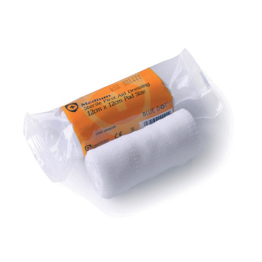 Blue Dot Medium Dressing 120x120mm Flow Wrapped (Pack 10) - 1047200 - NWT FM SOLUTIONS - YOUR CATERING WHOLESALER