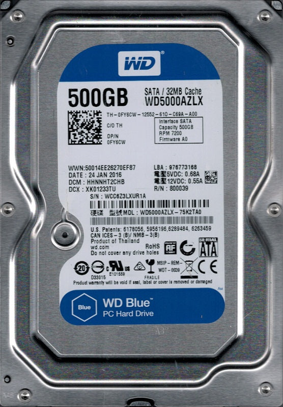 Western Digital Caviar Blue 500GB 3.5 Inch SATA 6Gbs 7200 RPM Internal Hard Drive