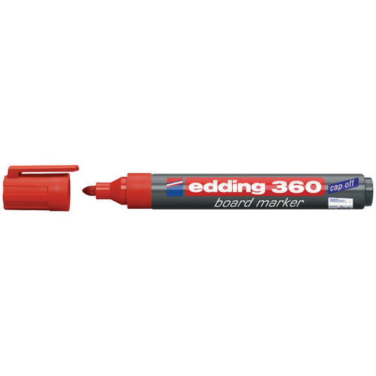 edding 360 Whiteboard Marker Bullet Tip 1.5-3mm Line Red (Pack 10) - 4-360002 - NWT FM SOLUTIONS - YOUR CATERING WHOLESALER
