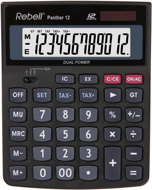 Rebell RE-PANTHER 12 BX 12 Digit Desktop Calculator Black RE-PANTHER 12 BX - NWT FM SOLUTIONS - YOUR CATERING WHOLESALER