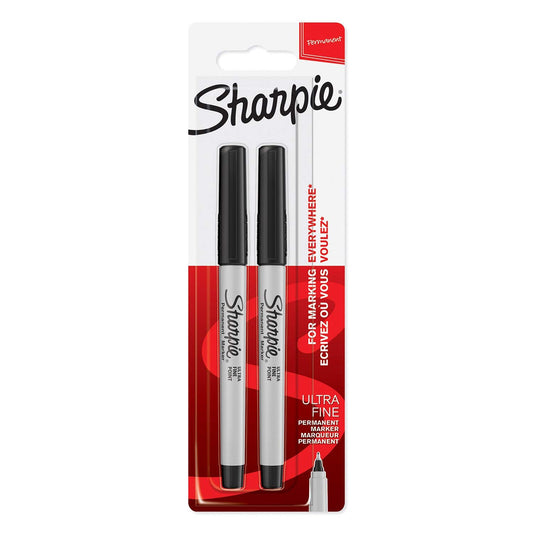 Sharpie Permanent Marker Ultra Fine Tip 0.5mm Line Black (Pack 2) - 1985878 - NWT FM SOLUTIONS - YOUR CATERING WHOLESALER