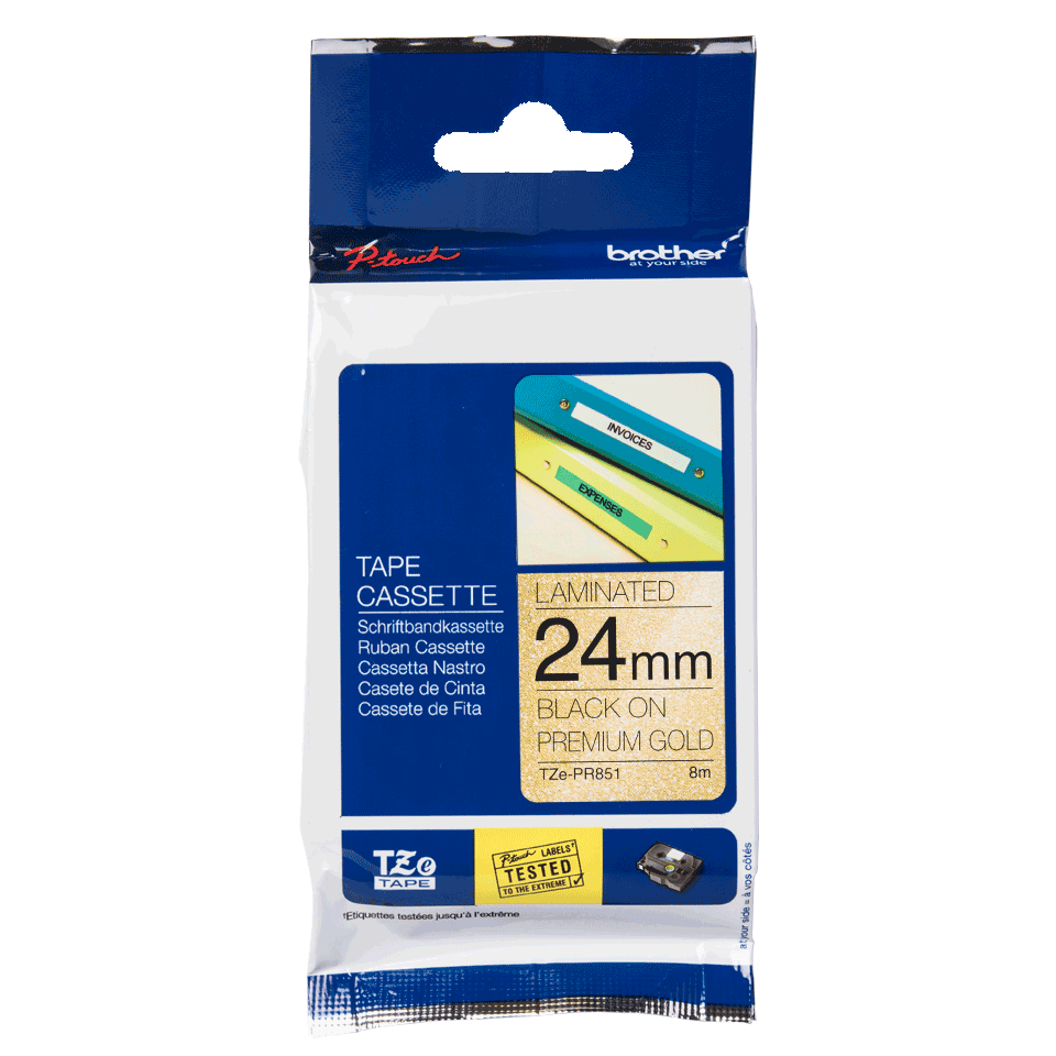 Brother Black On Gold Label Tape 24mm x 8m - TZEPR851 - NWT FM SOLUTIONS - YOUR CATERING WHOLESALER