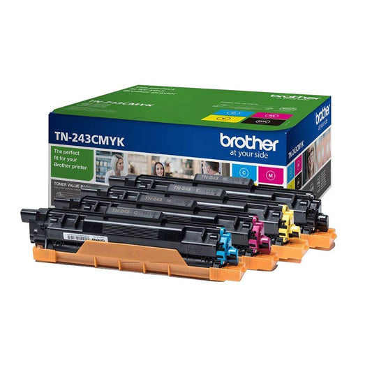 Brother Black Cyan Magenta Yellow Standard Capacity Toner Cartridge Multipack 4 x 1k pages (Pack 4) - TN243CMYK - NWT FM SOLUTIONS - YOUR CATERING WHOLESALER