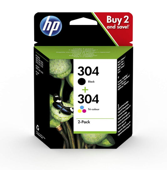 HP 3JB05AE 304 Black Tri-Colour Ink Cartridge Twinpack 4ml + 2ml (Pack 2) - 3JB05AE - NWT FM SOLUTIONS - YOUR CATERING WHOLESALER