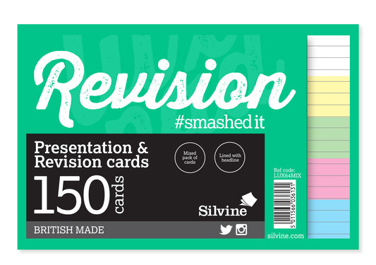 Silvine Revision and Presentation Cards Ruled 152x102mm Assorted Colours (Pack 150) - LUX64MIX - NWT FM SOLUTIONS - YOUR CATERING WHOLESALER