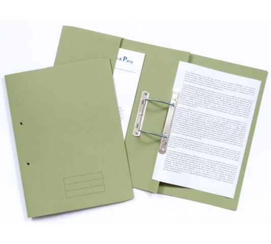 Exacompta Pocket Spring File Manilla Foolscap 285gsm Green (Pack 25) - TPFM-GRNZ - NWT FM SOLUTIONS - YOUR CATERING WHOLESALER