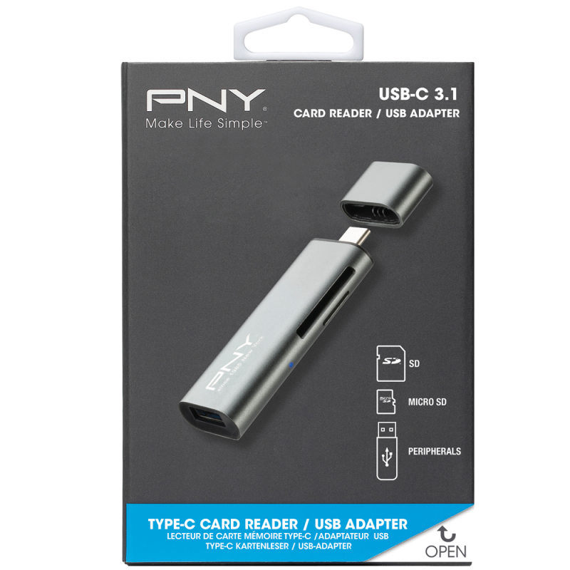 PNY USB-C Card Reader Adapter for SD Card and MicroSD