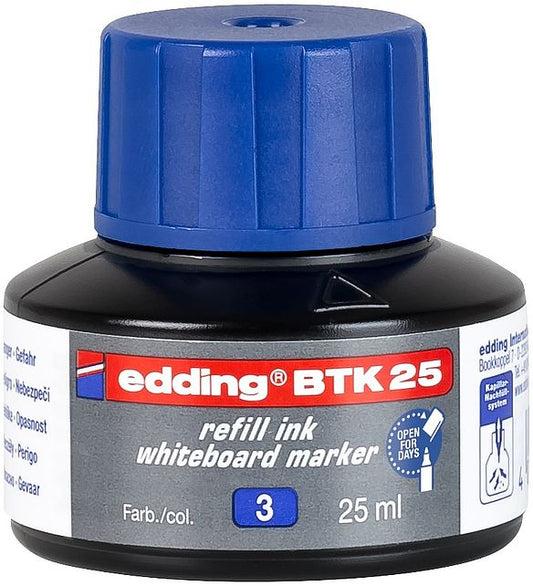 edding BTK 25 Bottled Refill Ink for Whiteboard Markers 25ml Blue - 4-BTK25003 - NWT FM SOLUTIONS - YOUR CATERING WHOLESALER