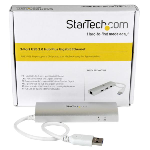StarTech.com 3 Port Portable USB3 Hub and GB Ethernet