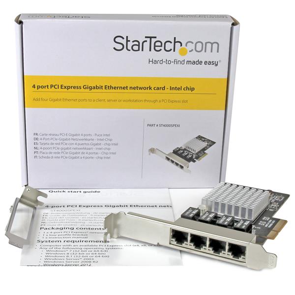 StarTech.com 4 Port Gbit Ethernet Network Card PCIe